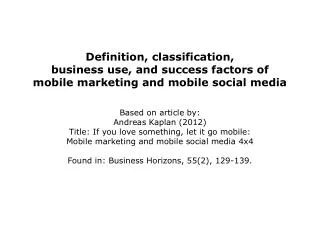 Definition of mobile marketing and mobile social media