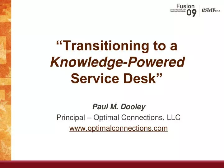 transitioning to a knowledge powered service desk