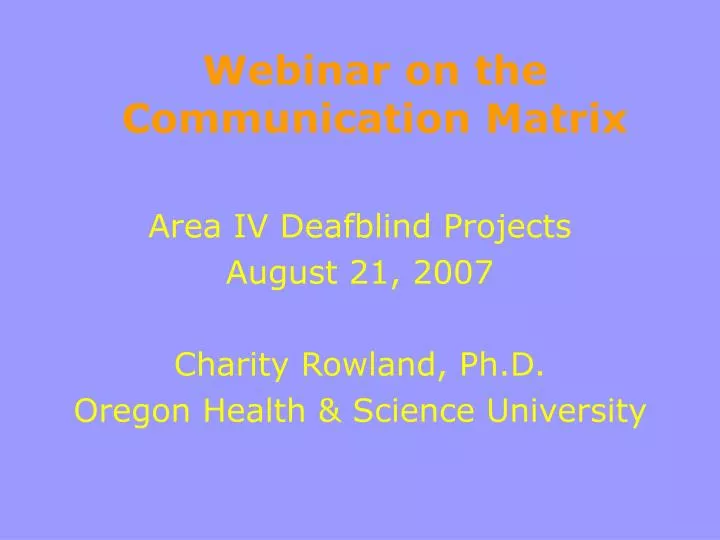 webinar on the communication matrix