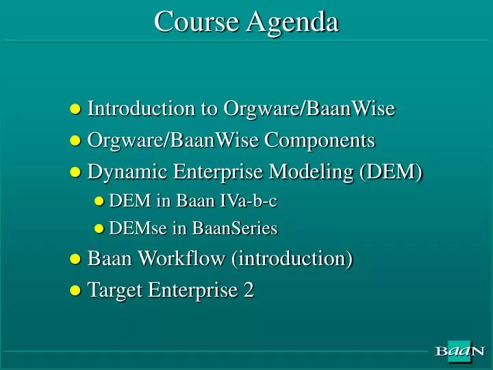 course agenda