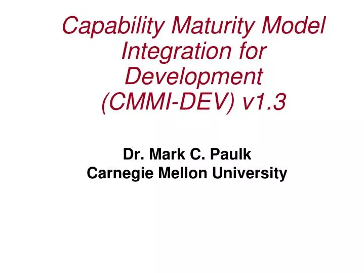 capability maturity model integration for development cmmi dev v1 3