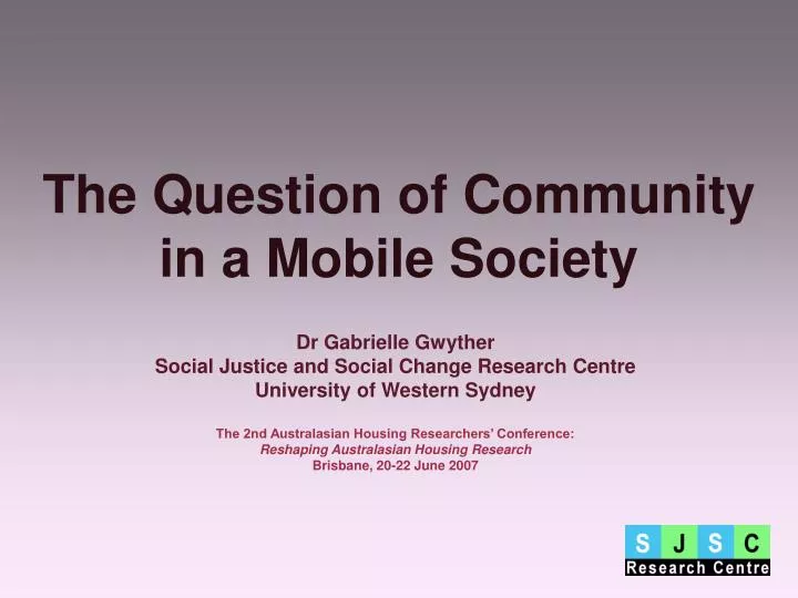 the question of community in a mobile society