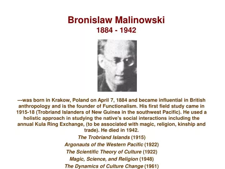 bronislaw malinowski 1884 1942