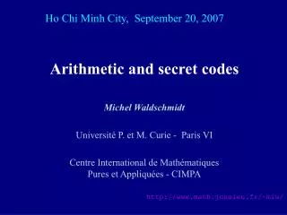 Arithmetic and secret codes