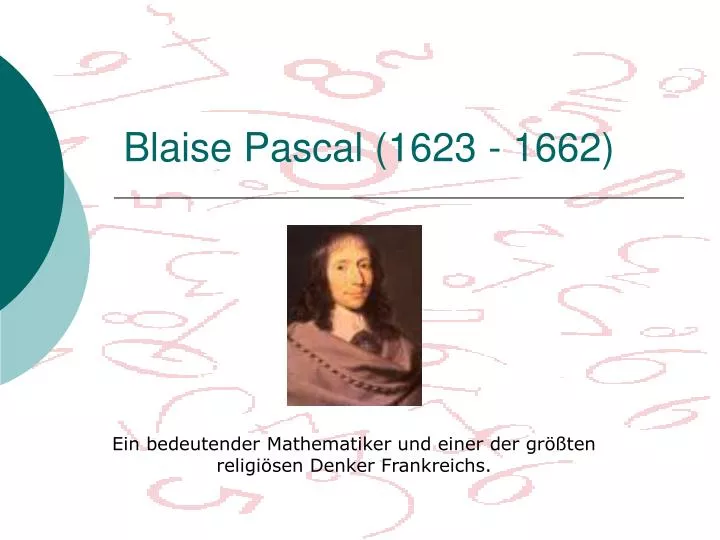 blaise pascal 1623 1662