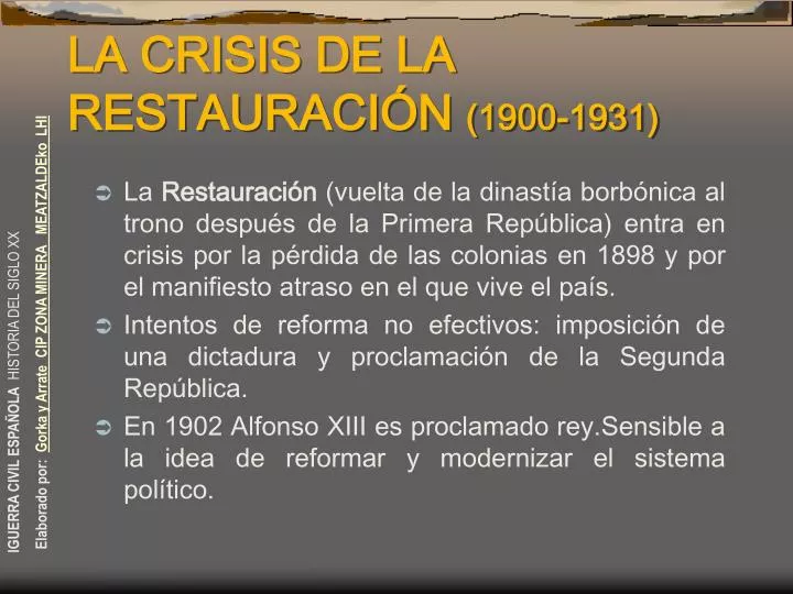la crisis de la restauraci n 1900 1931