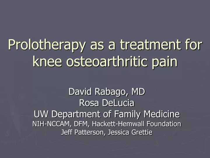 prolotherapy as a treatment for knee osteoarthritic pain