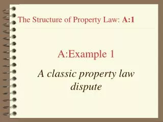 A:Example 1 A classic property law dispute