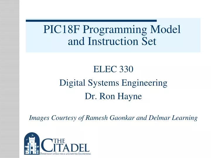 pic18f programming model and instruction set