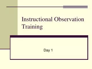 Instructional Observation Training