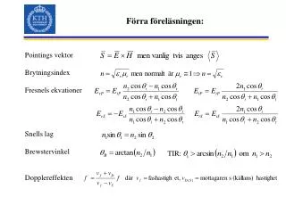 Förra föreläsningen: