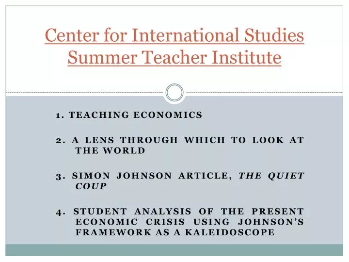 center for international studies summer teacher institute