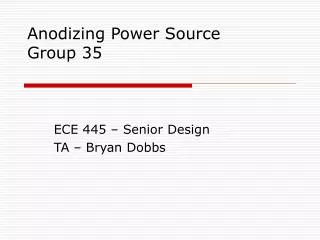 Anodizing Power Source Group 35
