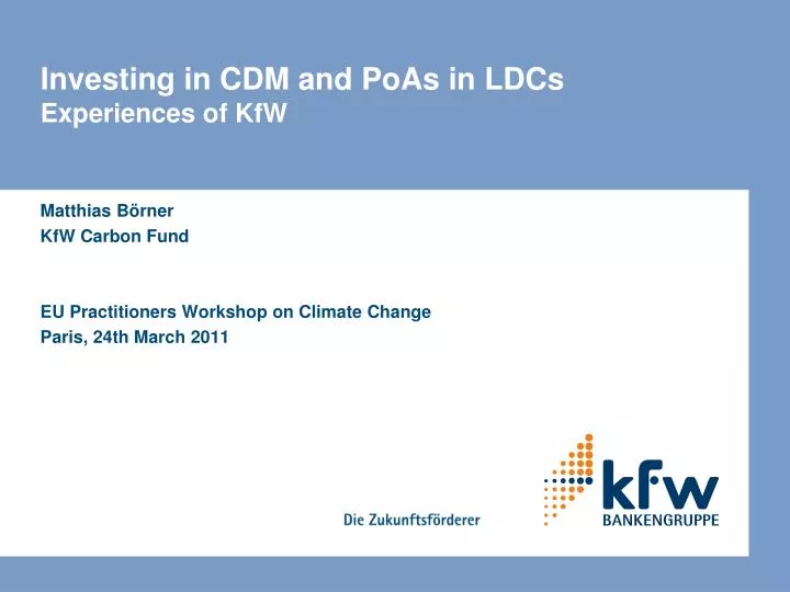 investing in cdm and poas in ldcs experiences of kfw