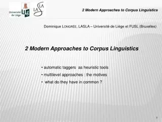2 Modern Approaches to Corpus Linguistics