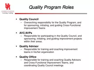 Quality Program Roles