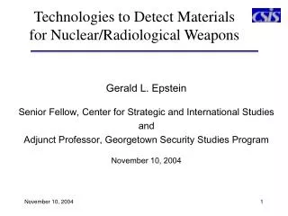 Technologies to Detect Materials for Nuclear/Radiological Weapons