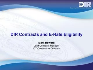 DIR Contracts and E-Rate Eligibility