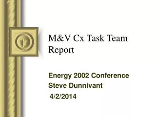 M&amp;V Cx Task Team Report