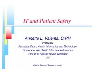 IT and Patient Safety