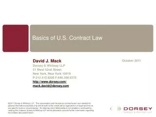 Basics of U.S. Contract Law
