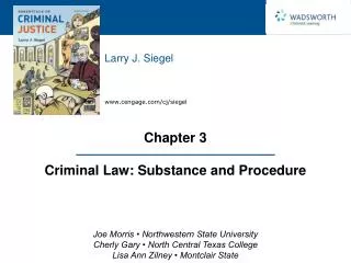 Chapter 3 Criminal Law: Substance and Procedure