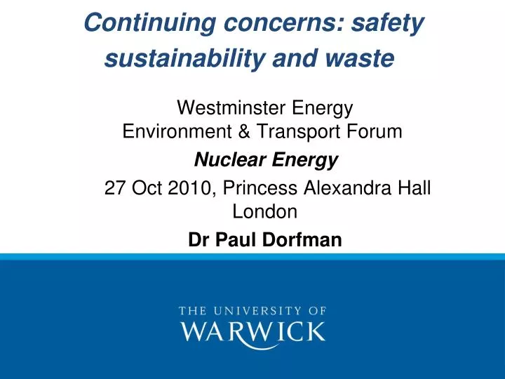 continuing concerns safety sustainability and waste