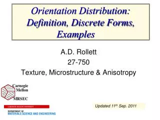 Orientation Distribution: Definition, Discrete Forms, Examples