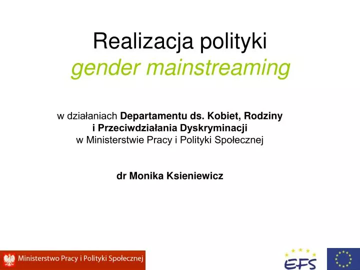 realizacja polityki gender mainstreaming