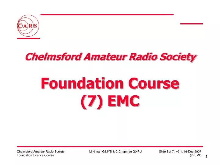 chelmsford amateur radio society foundation course 7 emc