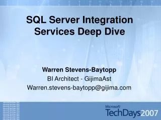 SQL Server Integration Services Deep Dive