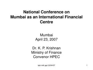 National Conference on Mumbai as an International Financial Centre