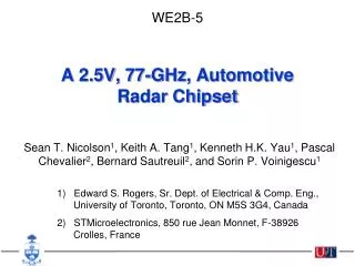 A 2.5V, 77-GHz, Automotive Radar Chipset