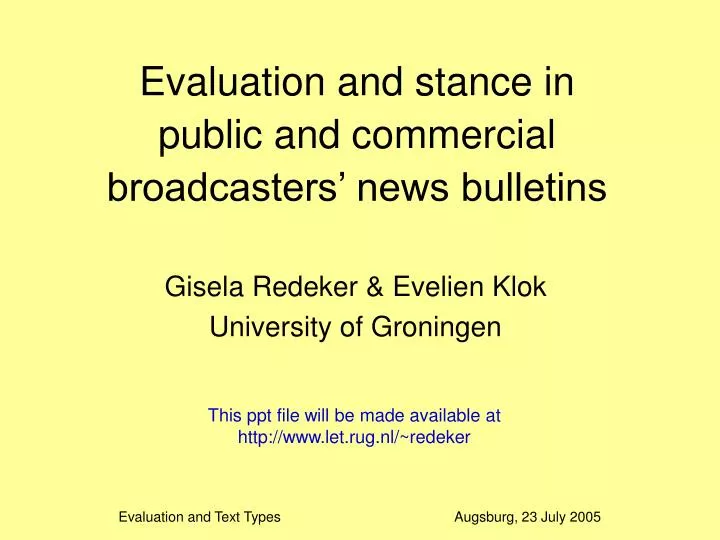 evaluation and stance in public and commercial broadcasters news bulletins