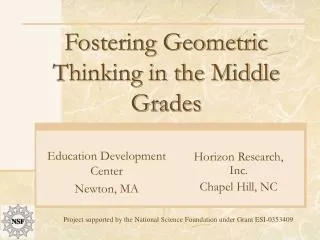 Fostering Geometric Thinking in the Middle Grades