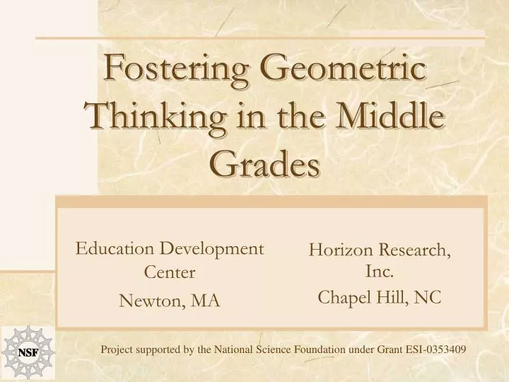 fostering geometric thinking in the middle grades