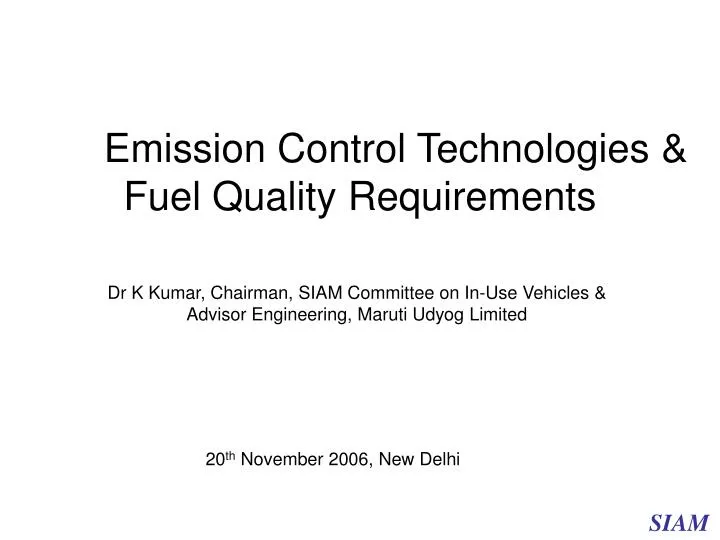 emission control technologies fuel quality requirements