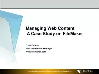 Managing Web Content A Case Study on FileMaker