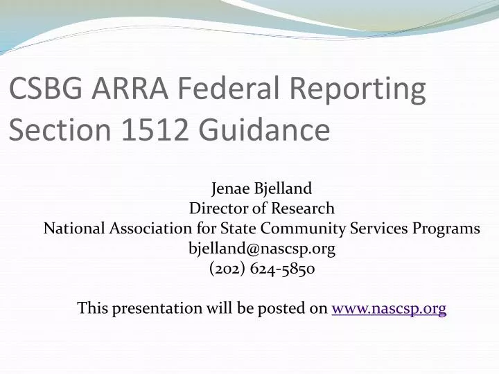 csbg arra federal reporting section 1512 guidance