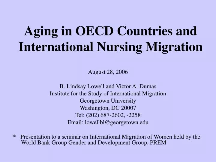 aging in oecd countries and international nursing migration