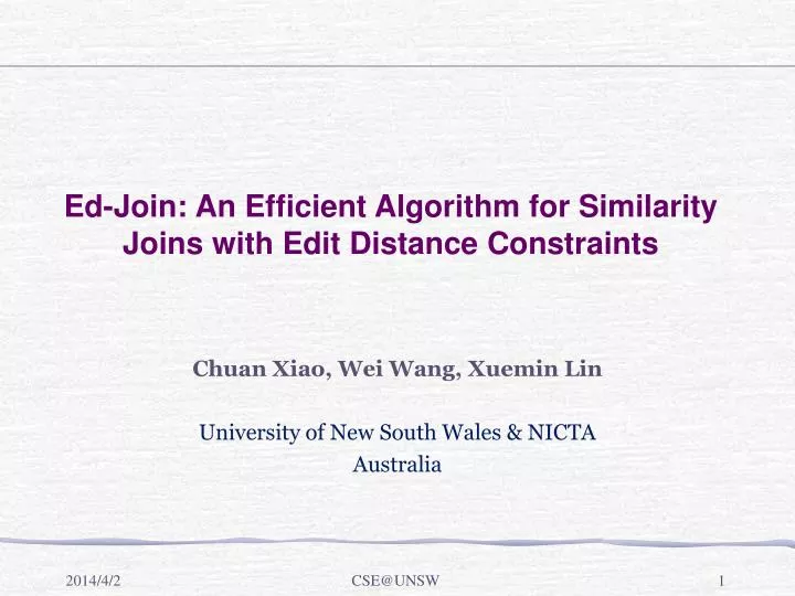 ed join an efficient algorithm for similarity joins with edit distance constraints