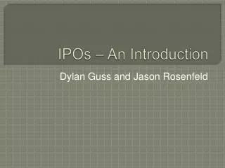 IPOs – An Introduction