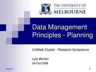 Data Management Principles - Planning
