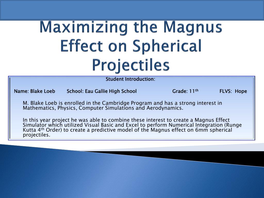 PPT - Maximizing the Magnus Effect on Spherical Projectiles PowerPoint ...