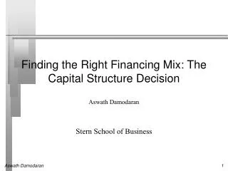 Finding the Right Financing Mix: The Capital Structure Decision