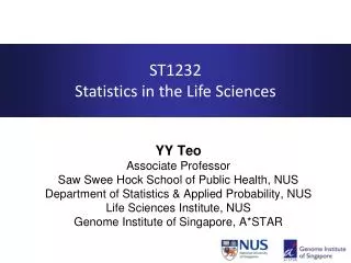 ST1232 Statistics in the Life Sciences