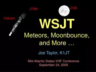 WSJT Meteors, Moonbounce, and More …