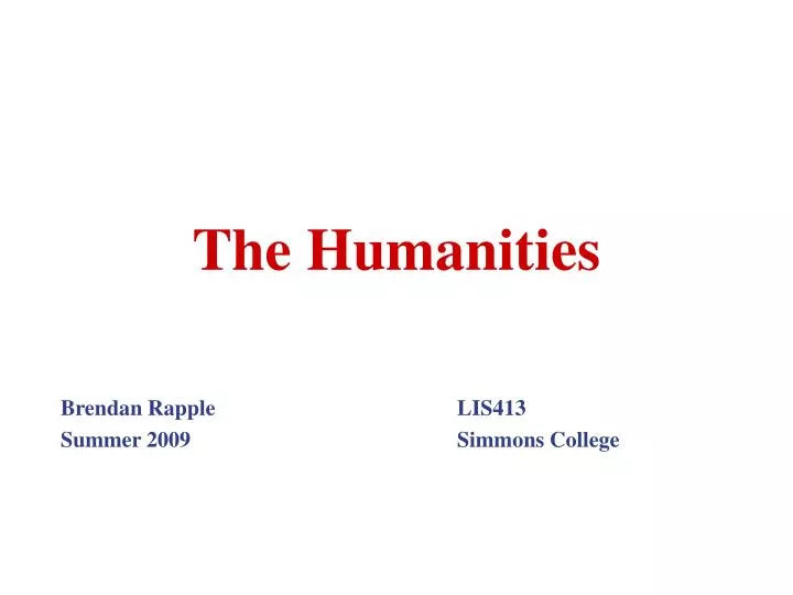 the humanities