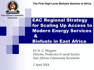 EAC Regional Strategy for Scaling Up Access to Modern Energy Services &amp; Biofuels in East Africa