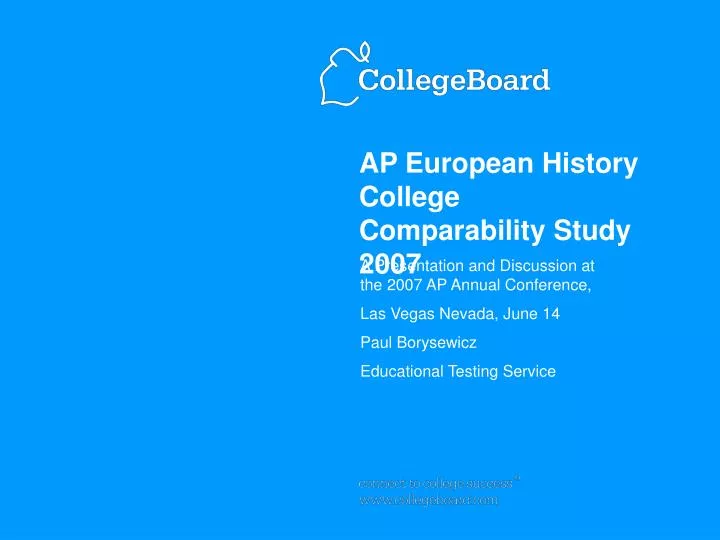 ap european history college comparability study 2007